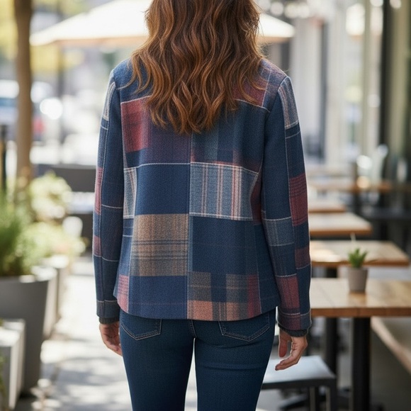 NWT Chartou Plaid Button Front Jacket Size Small Wool Blend Coat SZ SMALL - Picture 3 of 4